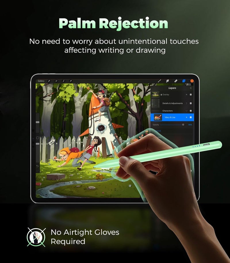 CMARS Stylus Pen for iPad(2018-2025), Pad Pencil 10th Generation with Palm Rejection & Tilt, Digital Pens Compatible with Apple iPad 6/7/8/9/10/A16, Pro 11"/12.9"/13"/M4, Mini 5/6/7, Air 3/4/5/M2/M3 - Green - Image 5